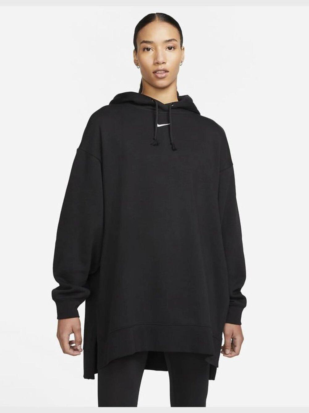 Nike Sportswear Women's Black Long Sleeve Essential Fleece Pullover Hoodie Sz L